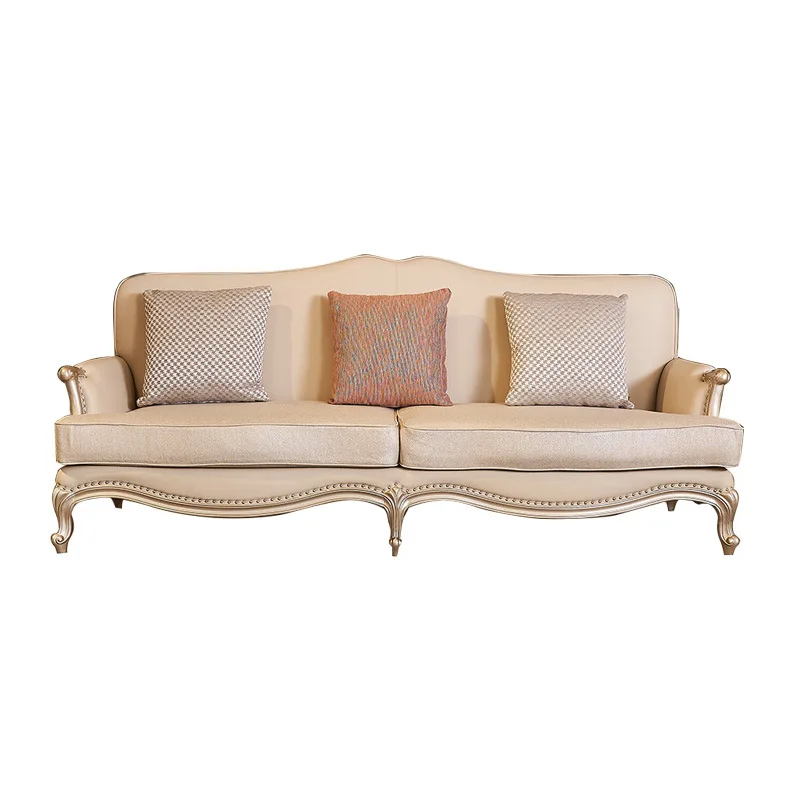 

French romantic solid wood soft bag sofa combination living room furniture modern and simple