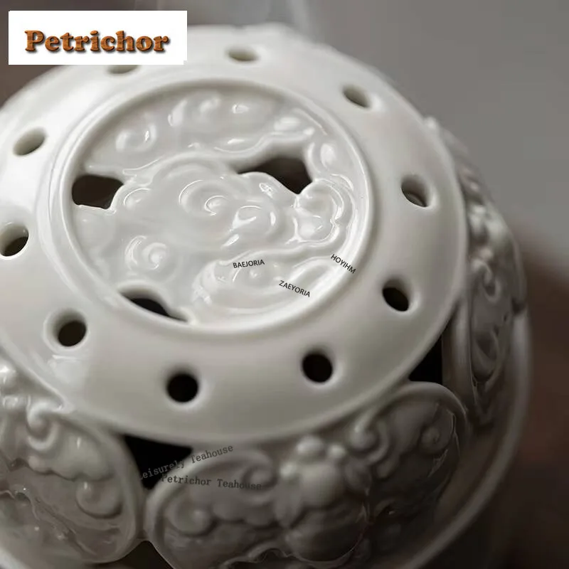 HOYIHM Retro Grass Wood Ash Incense Holder Vintage Relief Five Blessings Mist Smoking Steamers Smell Distributor Chinese Cha