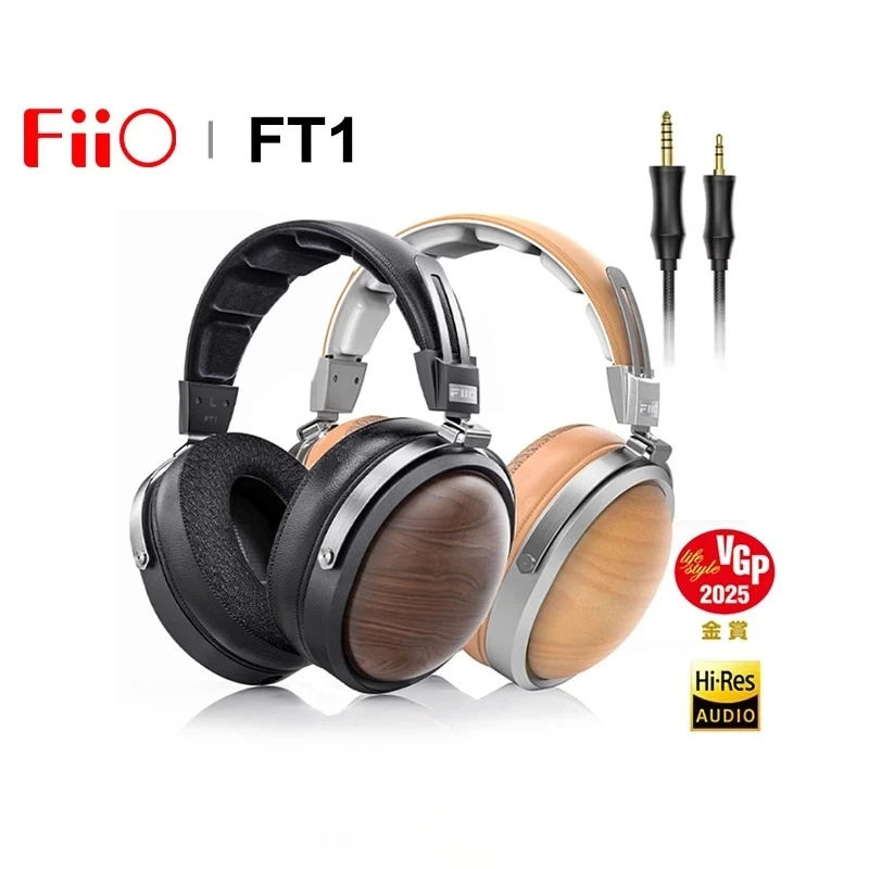 FiiO FT1 casque supra-auriculaire ferm 60mm pilote dynamique haute rsolution Audio filaire HiFi amricain noir bois oreillettes pour Studio