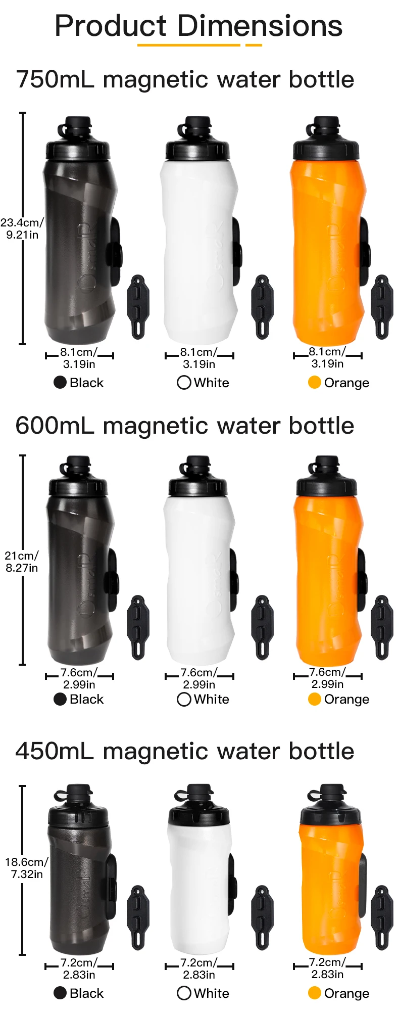 OsmaR Magnets Bottle Bicycle Cageless Bottle Engineered 450/600/750ML Befestigter Flaschenhalter Magnetische Montagebasen Fahrradflasche – Detail 9