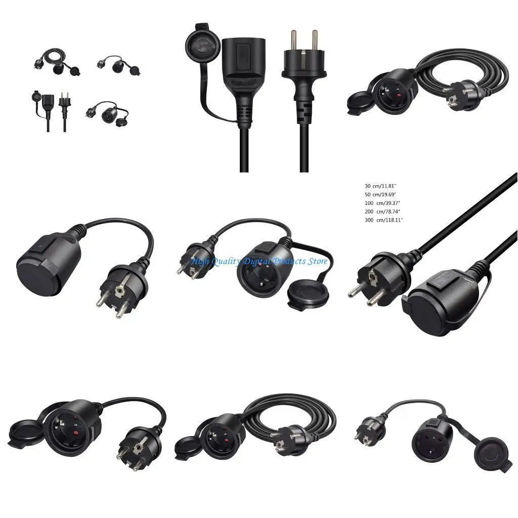 

U2JE 30/50/100/200/300cm German Power Extension Cord Germany 4.8MM Male to Female Power Extension Cord Cable for Computer PDU