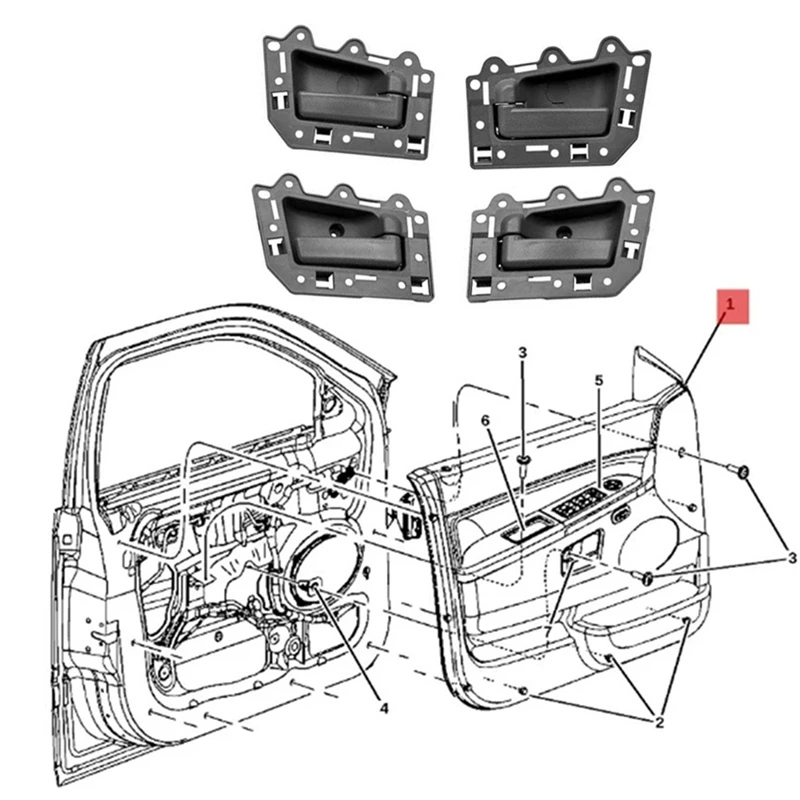 1Set 4PCS Car Interior Door Handle for Jeep Grand Cherokee 2005-2011