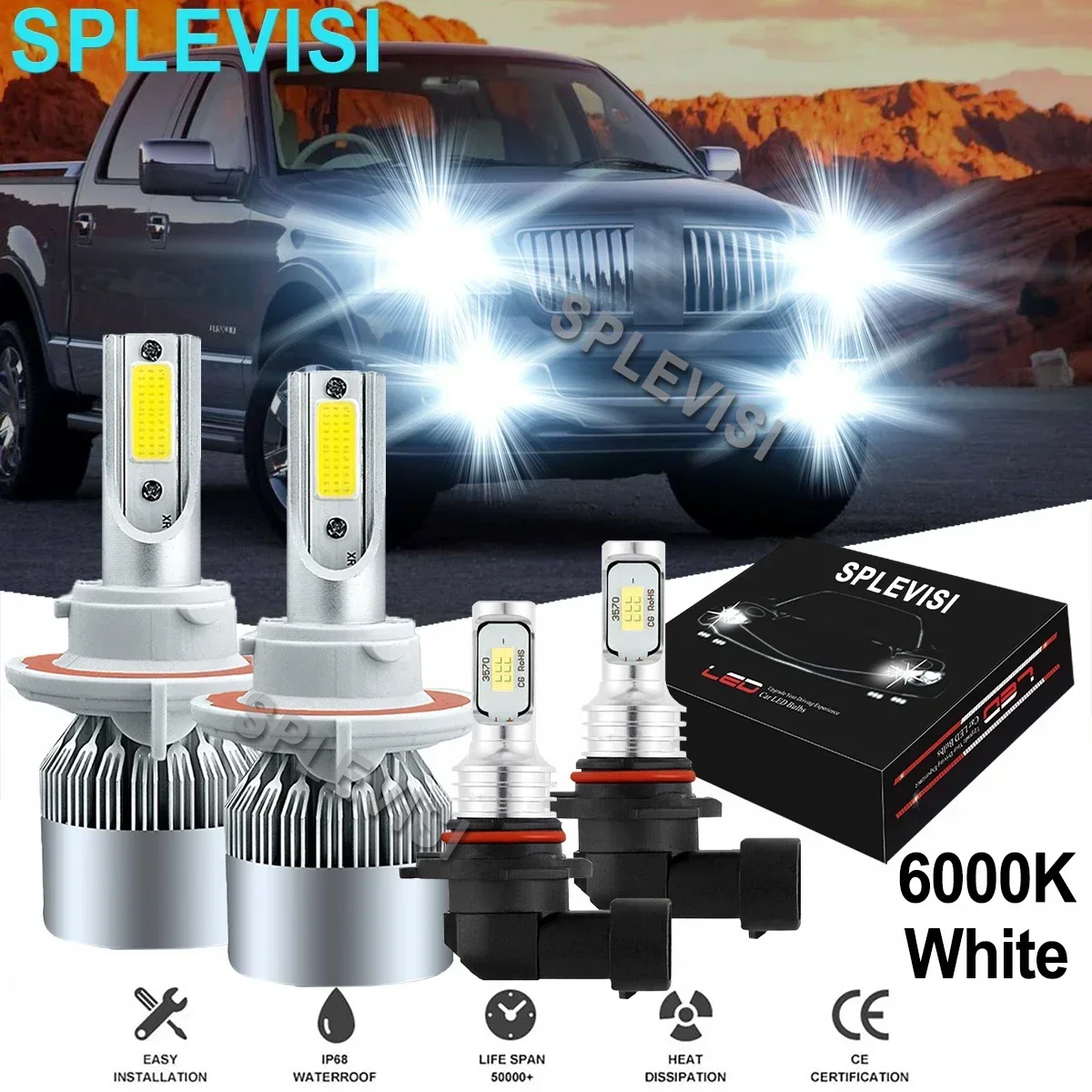 

DC12V H13 9008 LED Headlight H10 9145 Fog Light Bulbs 6000K Xenon White For Hummer H3 2006-2010 2006 2007 2008 2009 2010