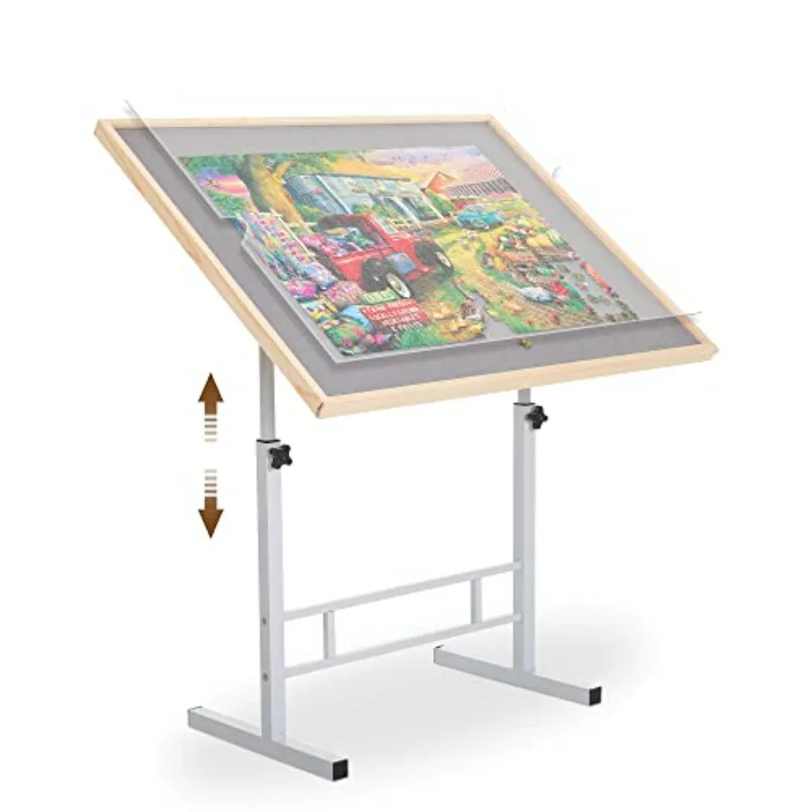 

Adjustable Puzzle Table with Legs for Home Use, Wood Composite Material, Walnut Brown, Height and Tilt Adjustable for 500-1500-
