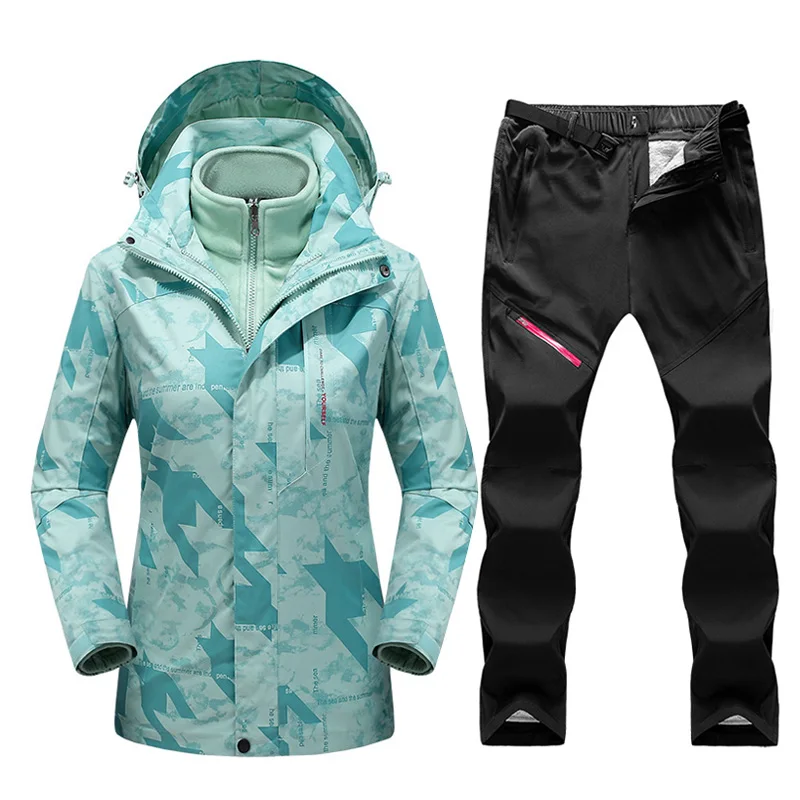 Ski Suit Women Ski Jacket Ski Pants Winter Warm Windproof Waterproof Skiing Snowboarding Jacket Outdoor Snow Coat Trousers