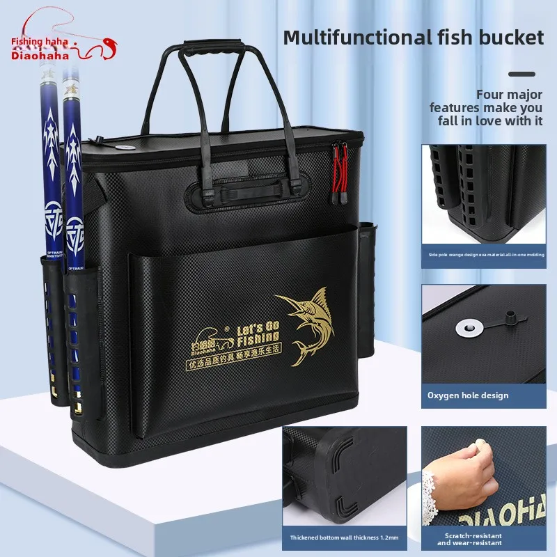 

EVA Thickened Fishing Keep Net Bag Multi Pocket Angler Tackle Organizer Carry Handle for Freshwater and Sea Fishing
