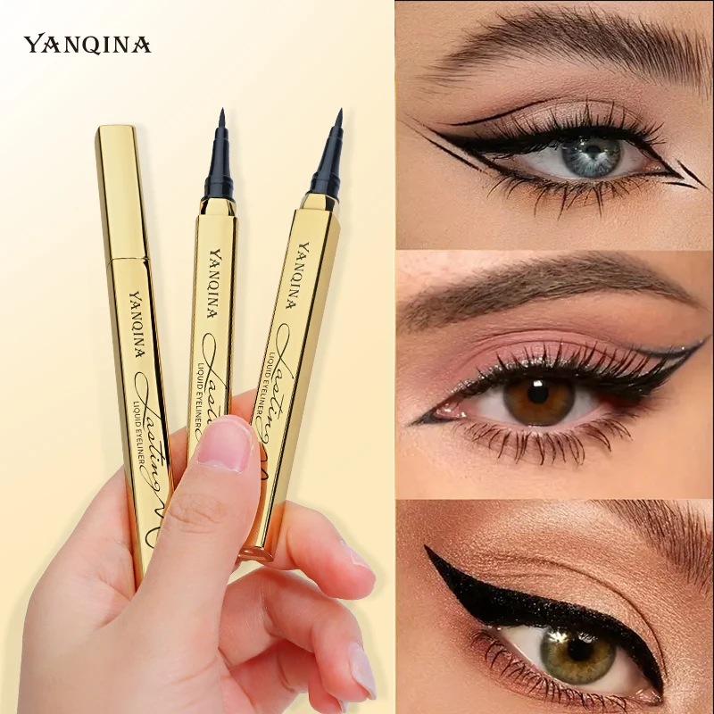 Schwarzer, wasserfester, schweißfester und wischfester Eyeliner für einen natürlichen Look, der sich schnell und einfach auftragen lässt.