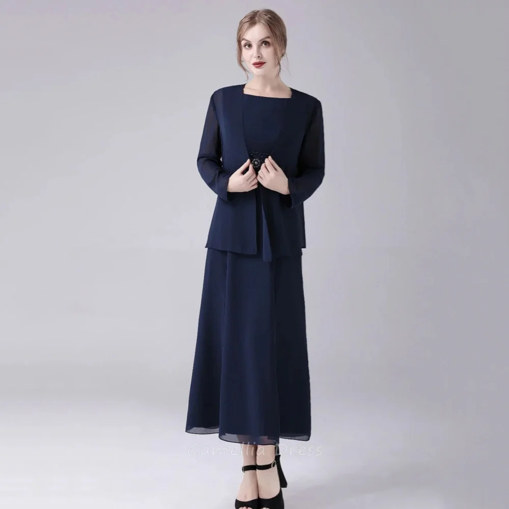 Mother of the Bride Dress Vintage Customized Two Pieces A Line Party Gown Beading Chiffon Evening robe mother of bride