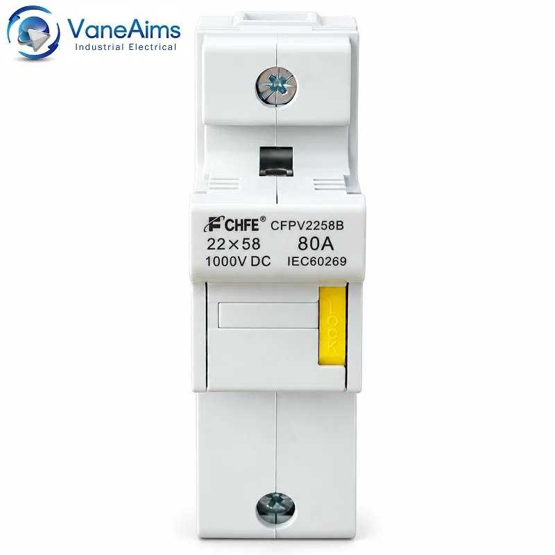 1 set High Current Ceramic gPV Fuse 22x58mm 40A 50A 63A and DC 1000V Solar PV Fuse Holder Base 1P for Photovoltaic Power System