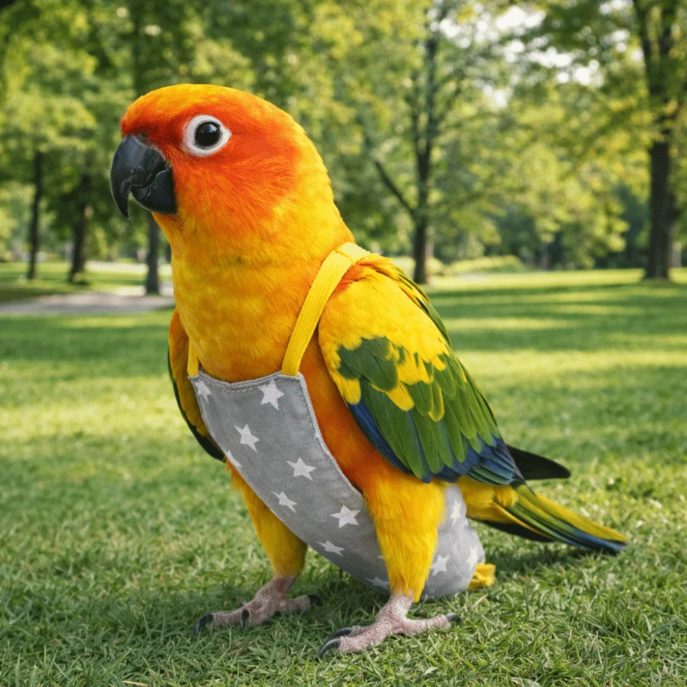 Adjustable Bird Flight Suits Escape Proof Feces Pocket Parrot Flying Harness Breathable Parrot Outdoor Leashes Bird Training view 3