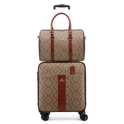 Set di valigie da viaggio in pelle pu moda donna valigia da viaggio con borsa da uomo trolley di lusso borsa da viaggio carry-ons