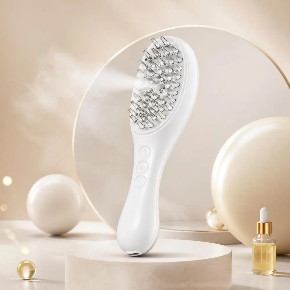 Multi-Function Electric Spray Hair Brush Red Blue Light Hair Care Scalp Massage Comb Anti-Frizz Scalp Nourish Spray Massage Comb
