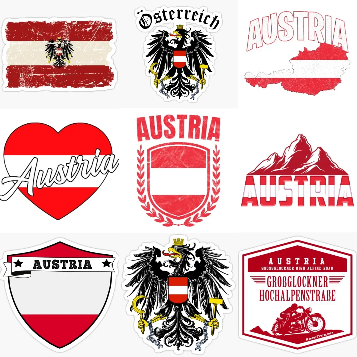 

Austria Flag Map Emblem Creative PVC Stickers for Car Bicycle Helmet Motorcycle Window Fridge Wall Decoration Accessories