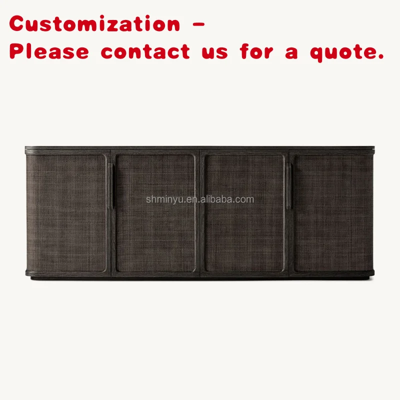 

custom.MYHOME 2026 Luxury Solid Oak Wood 4-Door Sideboard Buffet Cabinets Modern French Style Display China Cabinets Home Di