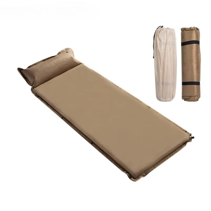 New Suede Automatic Inflatable Outdoor Portable Sleeping Pad Mattress Self-inflating Camping Mat