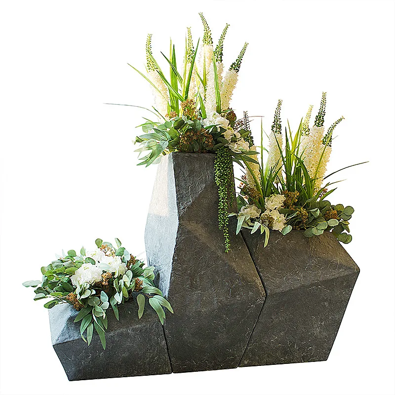 large vase model house sales office decoration flower arrangement texture surface geometric flower