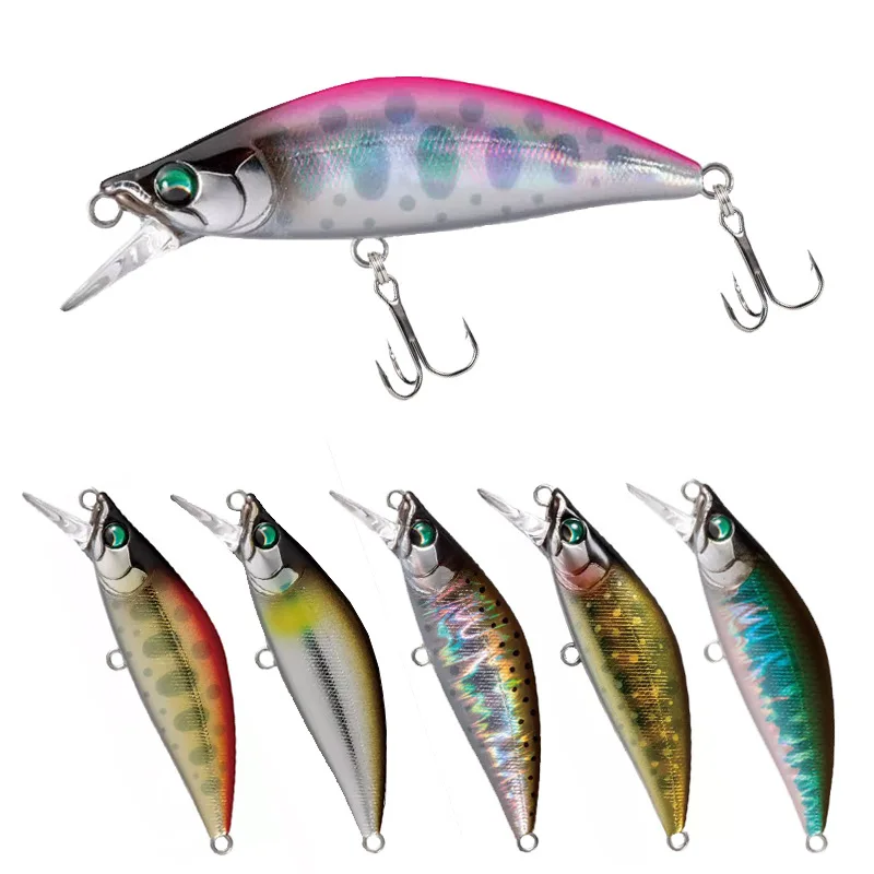Minnow Hard Bait 50 mm 5,2 g Wobbler-Kurbelköder für Barsch, Karpfen, Süßwasserfischen, langsam sinkend, lebensechte Swimbaits Tackle