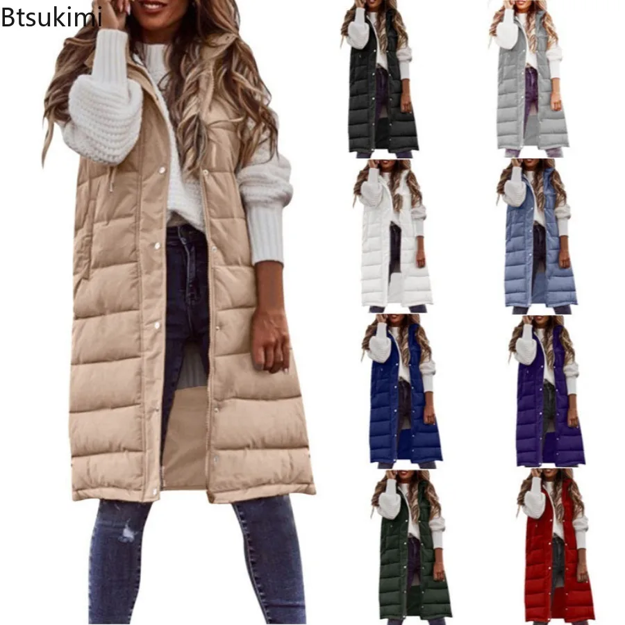 New Women Hooded Sleeveless Slim Fit Vest Outdoor Vest Down Women's Jacket Quilted Coat Sleeveless Jacket Winter Warm Jiakecoat