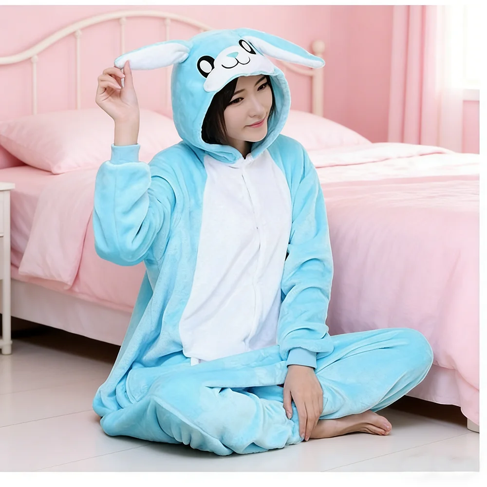 

Небесно-голубой милый костюм кролика, пижама, комбинезон для косплея животных, мультяшный комбинезон, мягкий теплый домашний комбинезон для вечеринок и отдыха