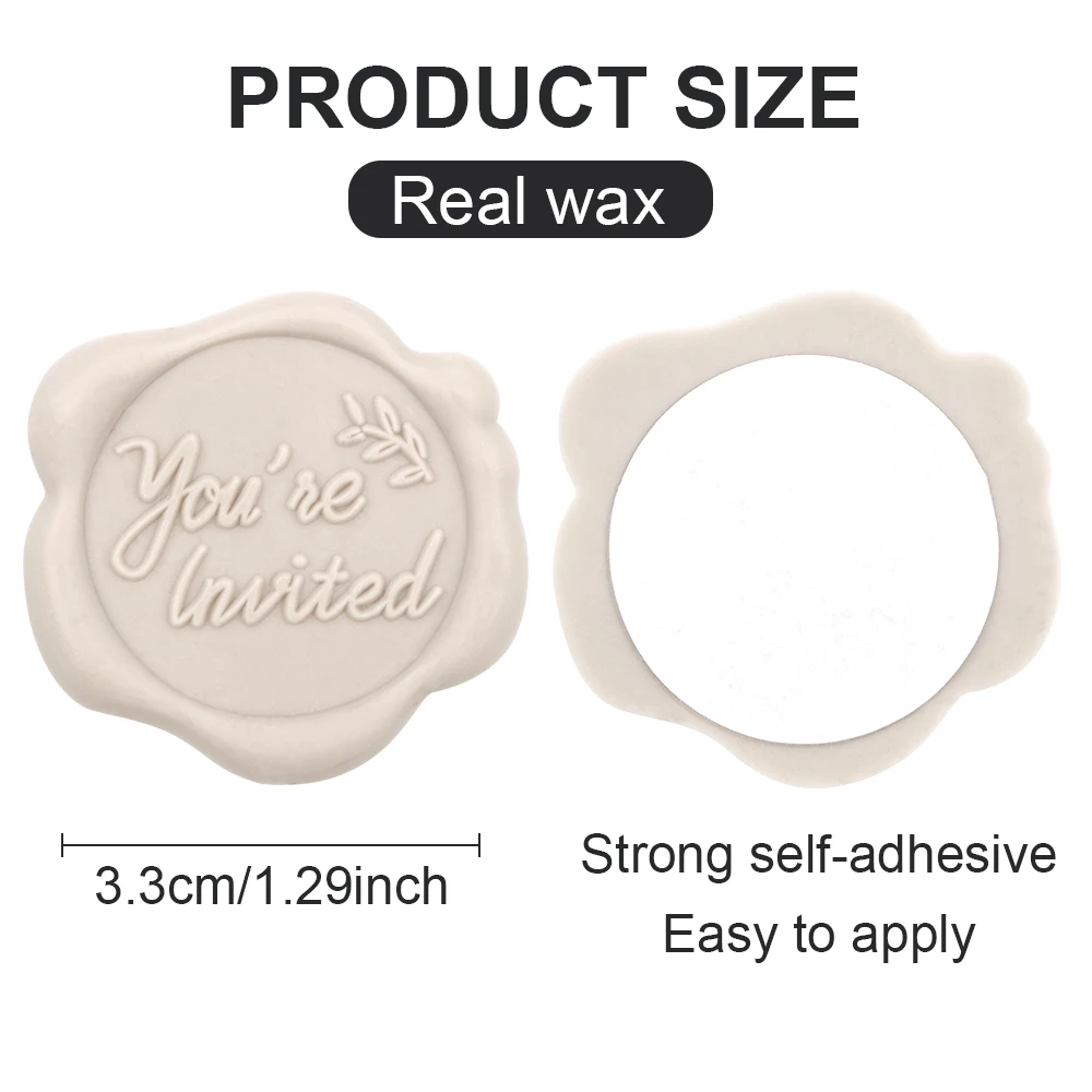 25pcs You\'re lnvited Wax Seal Stickers, (White, Gold, Green) Envelope Seal Stickers Envelope Seals Self Adhesive Gold Stickers