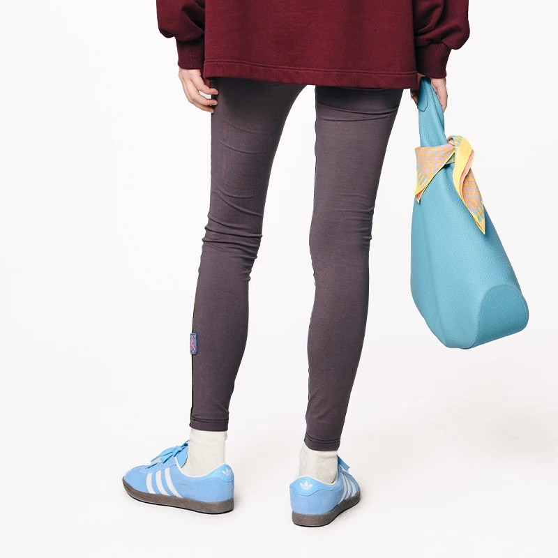 MOVEUP Design Knitted Legging Autumn Elastic Waist Dog Embroidery Color Contrasting Edge Fashion Slimming Leggings 3EWQ10114