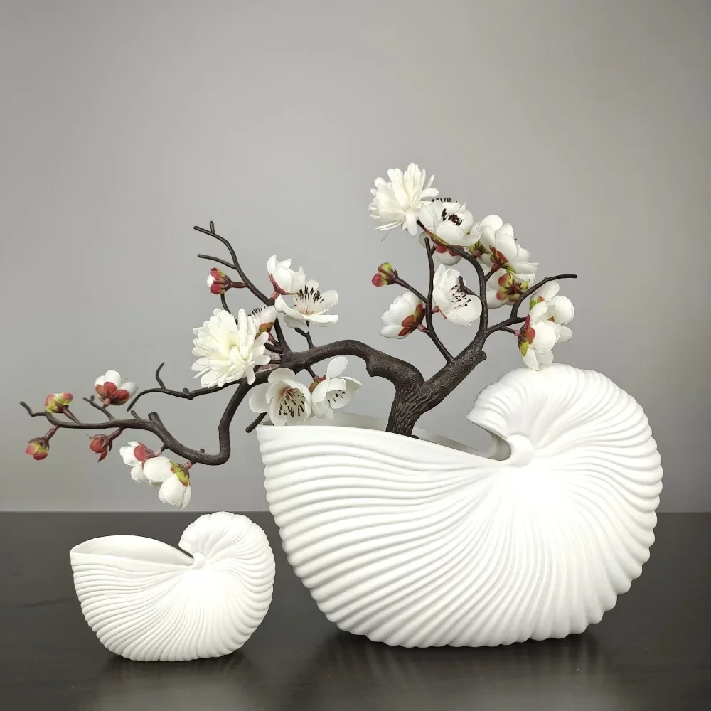 Shell Conch Ceramic Vase Flower Arrangement Tabletop Decoration Decoration Furniture Living Room Decoration Ceramic Handicraft