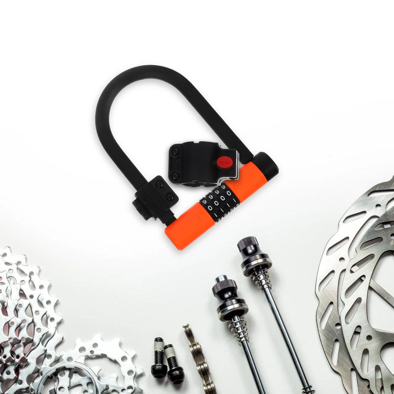 1Set Anti Theft Bicycle Lock U Shaped Keyless Combination Password Secure Foldable Bike Lock for Electric Scooter Mountain Cycle