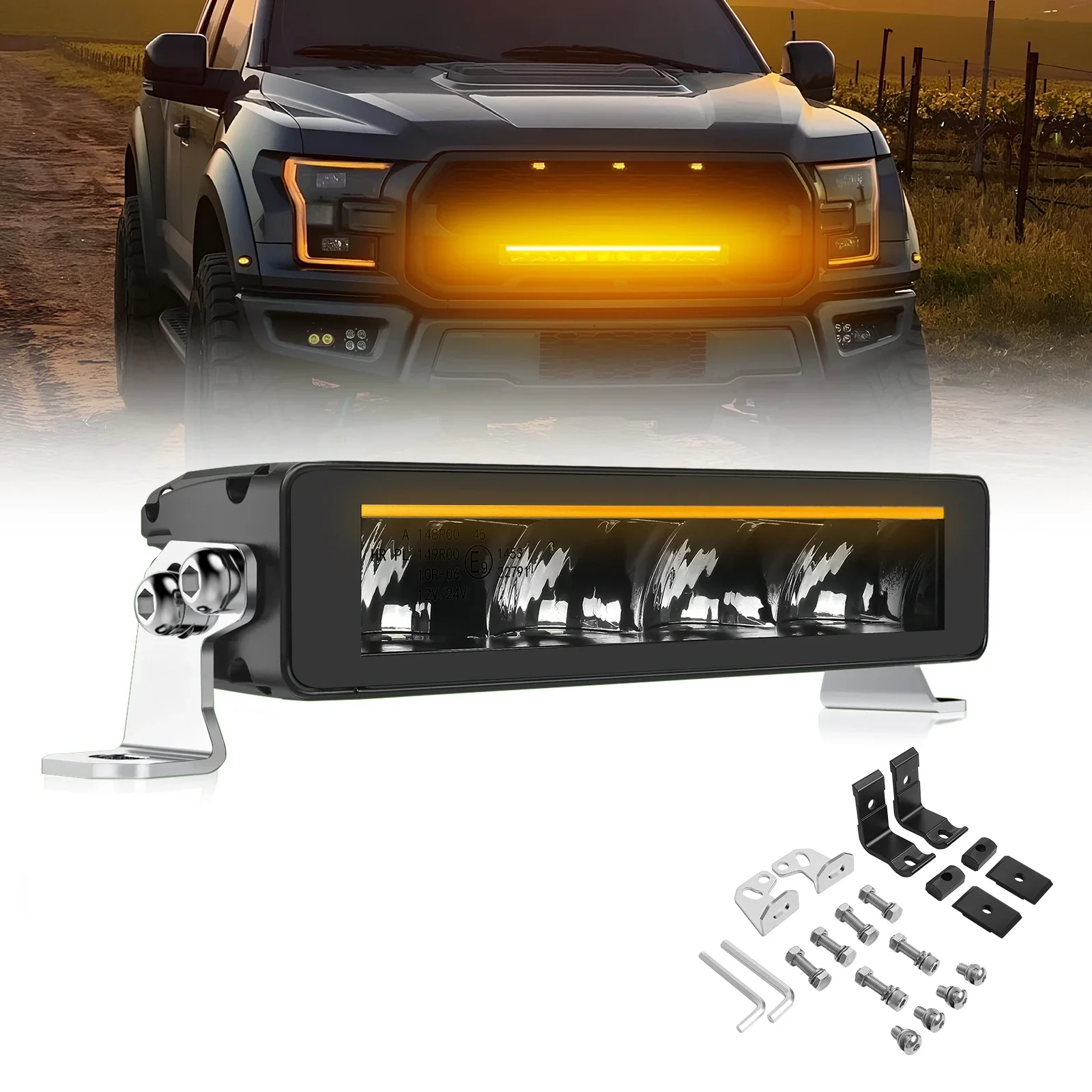 

HAOLIDE Новый 10-дюймовый 6000k Белый 3500k Янтарный Свет Светодиодный Светильник 12V 24V DRL Внедорожный Дальний Фонарь Светодиодный Рабочий Свет Для Грузовика Автомобиля