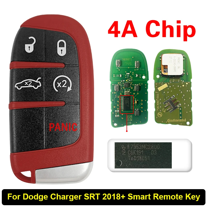CN087047 OEM Pcb For Dodge Charger SRT 2018+ Smart Remote Key Fob w/ Engine Start 4A Chip