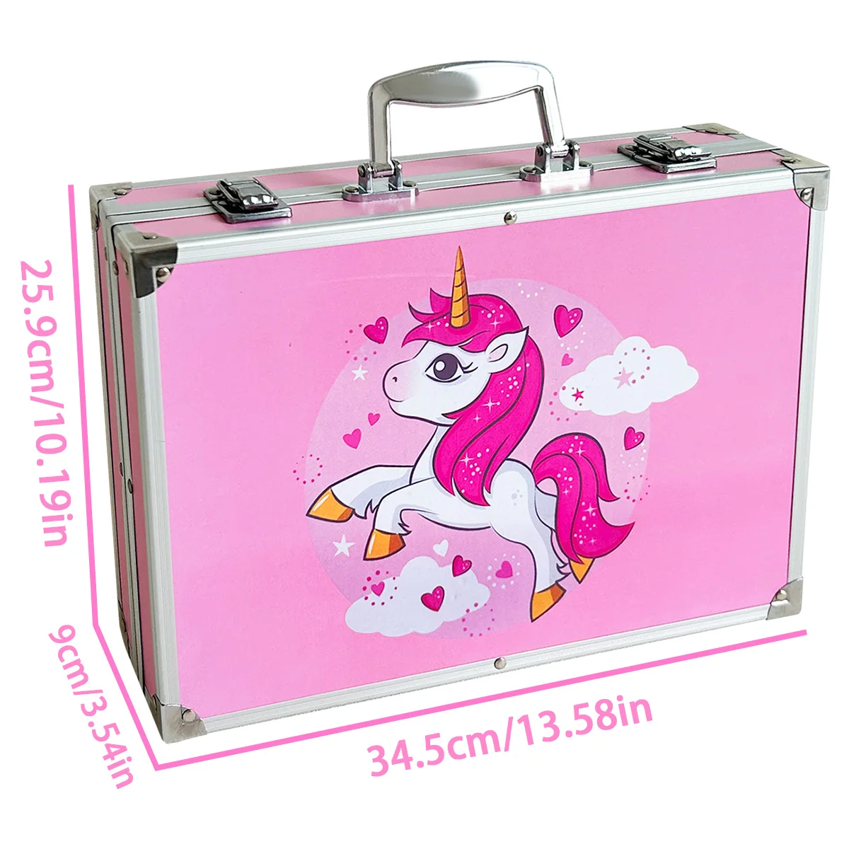 145 Pink Horse Aluminum Box Watercolor Pen Set,Children's School Supplies Painting Set Stationery Gift Box,Christmas Gift