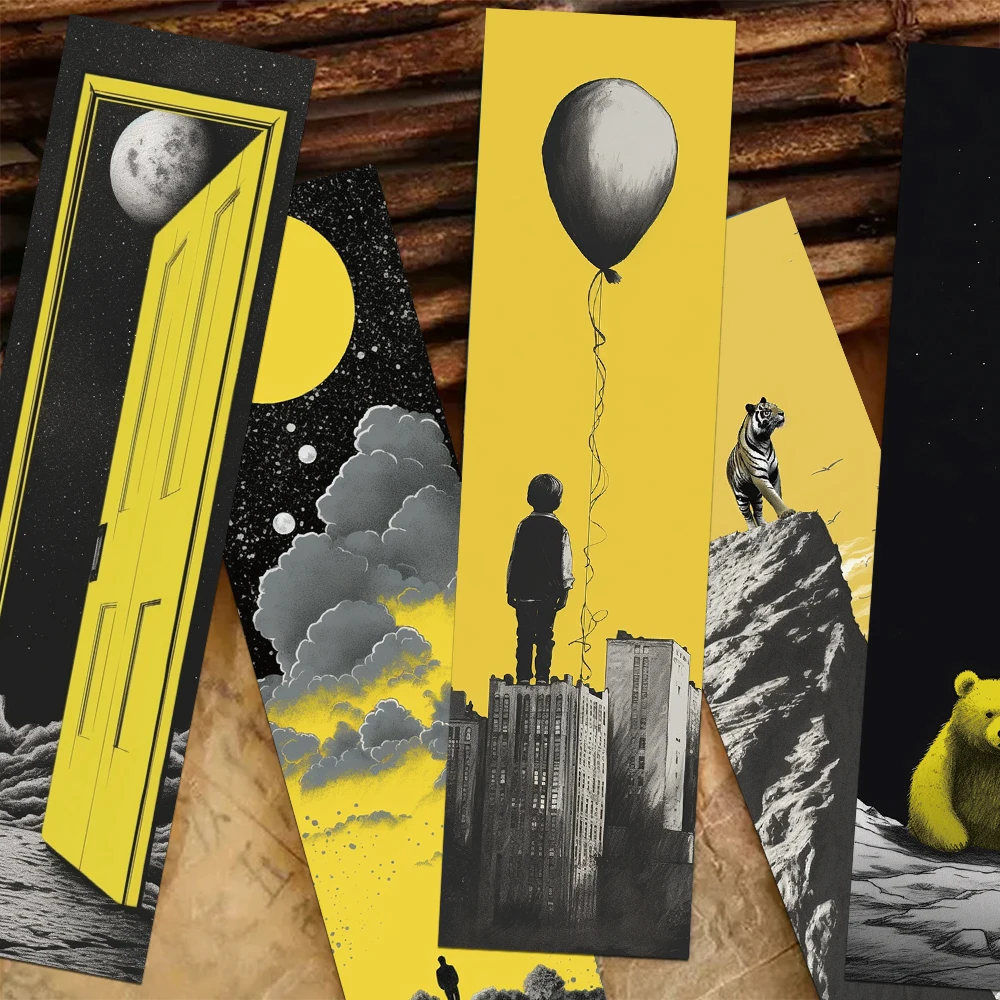 

30pcs Yellow World Imagination Bookmarks Decoration Card School Stationary Supplies DIY Aesthetic Bookmarks Creative Gifts