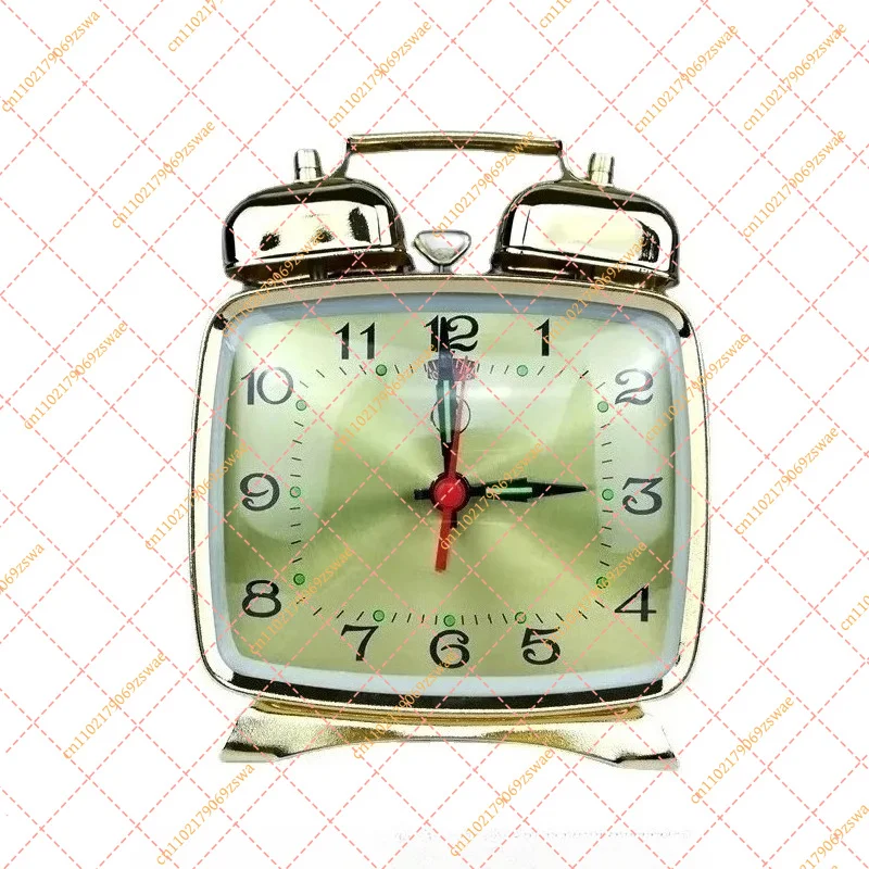 Vintage Mechanical Alarm Clock, Gold Metal Bedside Table Clock with Silent Movement & Chick Pecking Design