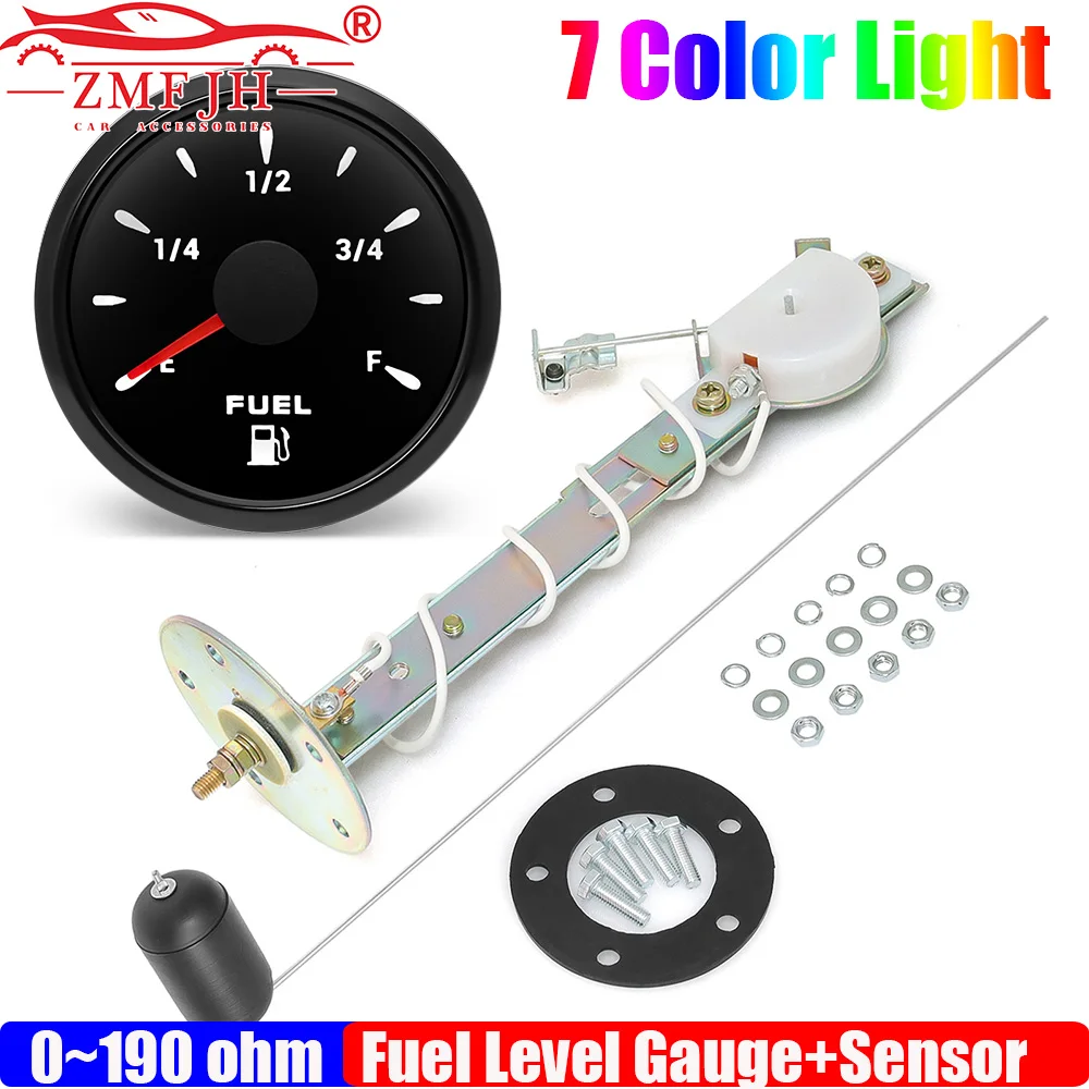 

Датчик уровня топлива ZMFJH 0-190 Ом, 52 мм, с 7-цветной подсветкой, индикатор уровня топлива в баке 240-33 Ом для морских судов и яхт