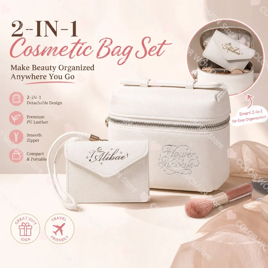Flower Knows PU Leather Cosmetic Bag White 2025 NEW with Limited edition mini square bag