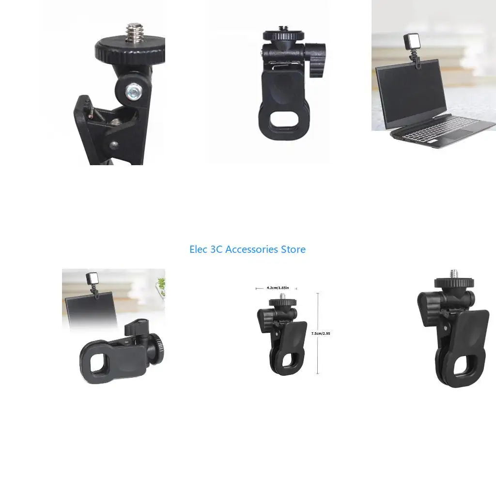 Y51A Monitors Camera Mount Clamp Clip Phone Tripod Adapter 1/4 Screw Clamp for LCD Display Top Fill Light Holder Webcam Stand