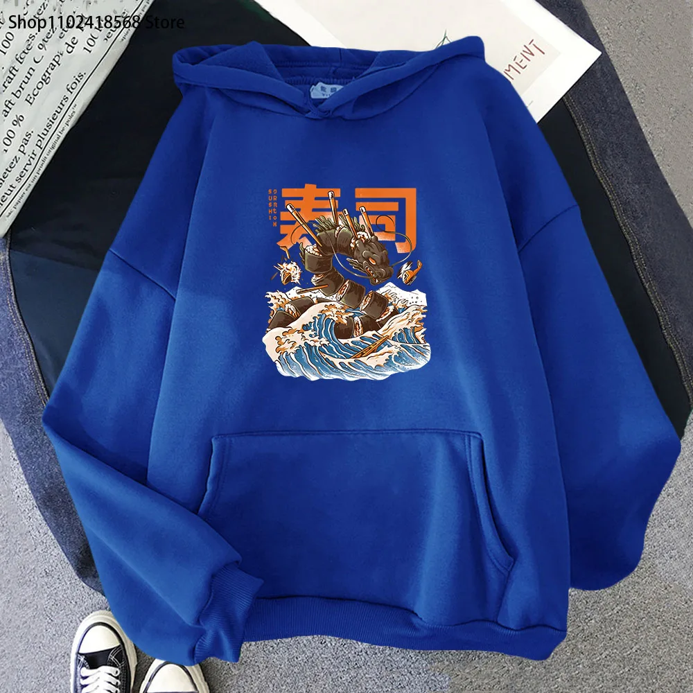 Grote Sushi Dragon Hoodies Japanse Stijl Sweatshirt High Street Streetwear Vrouwen Kleding Harajuku Mannen Trui Y2k Sudaderas