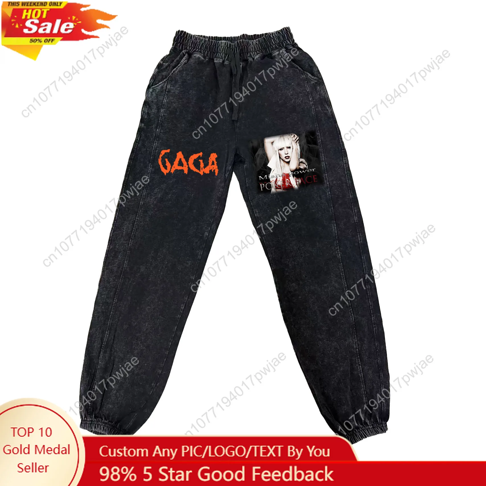 

Lady Gaga Singer Pants Man Woman Teenager Retro Vintage Trousers Cotton Elastic Sweatpant Custom Made Pant With Pocket