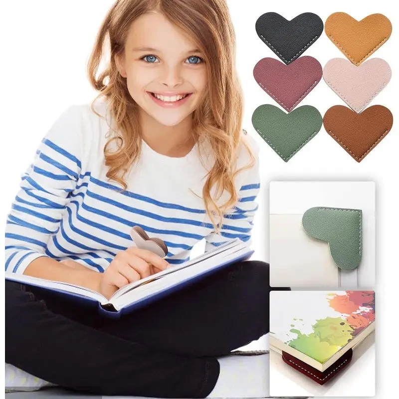 12Pcs Leather Heart Bookmarks, Cute Book Marks Gifts for Book Lovers