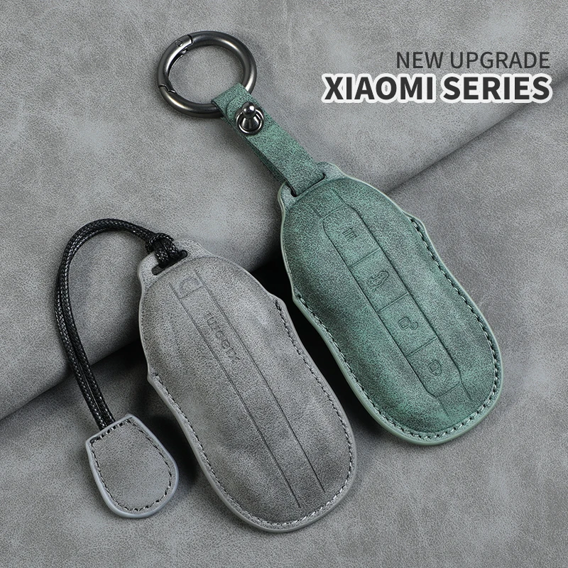 Leather Car Key Fob Cover Shell For Xiaomi SU7 SU7 Max SU7 Pro Smart Key Case Auto Accessories 2024 2025 Keyring Holder