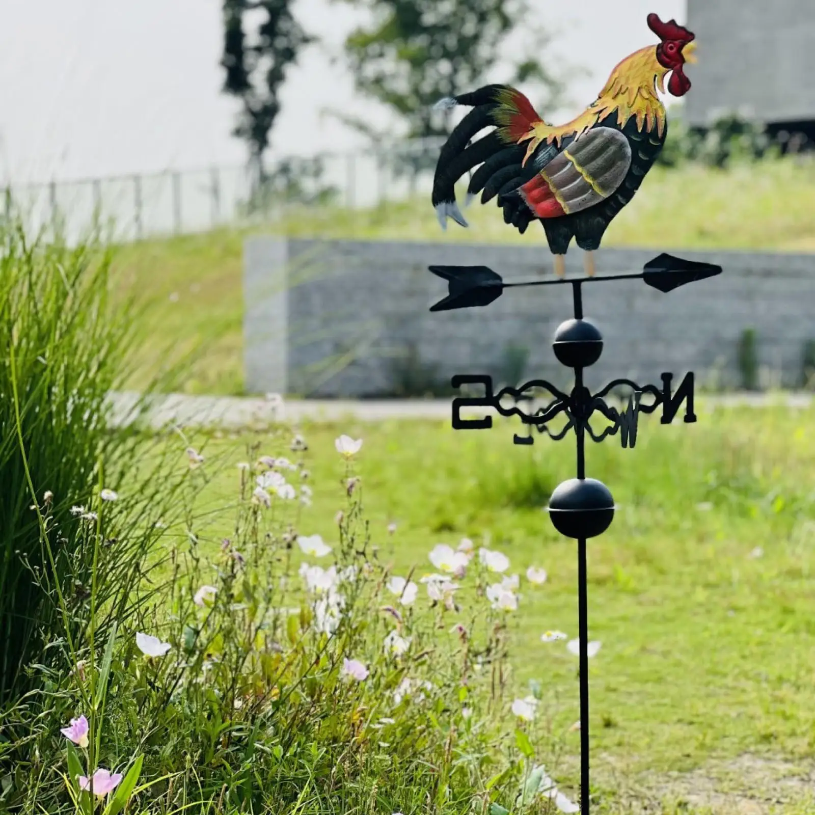 Iron Rooster Weather Vane Wind Indicator Garden Art Decor Large Outdoor Metal Decoration for Farmhouse
