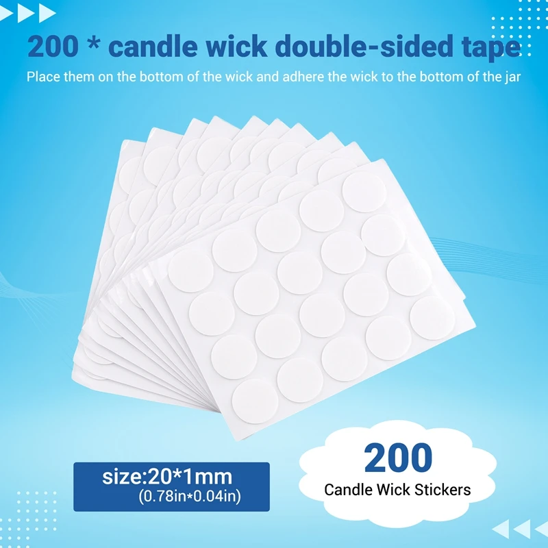 200 Candle Wick Stickers, Made Of Heat-Resistant Glue And Stably Attached To The Candle In Hot Wax