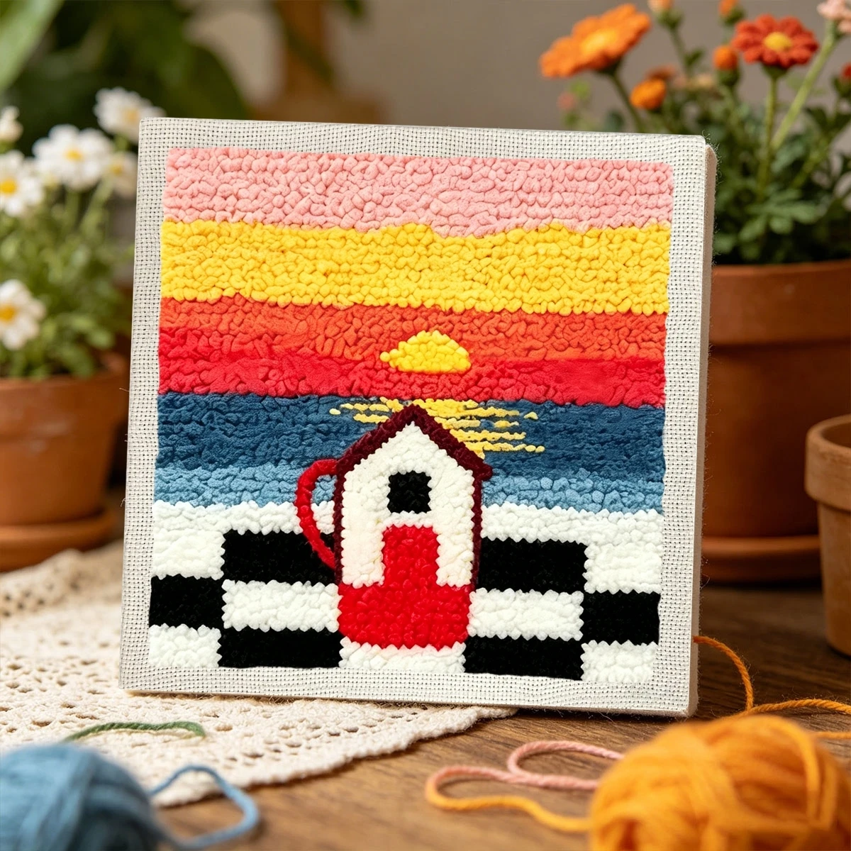 1 Set Strandhaus DIY-Stickset für Anfänger, Stick-Starter-Kit, Kreuzstich-Kunstgeschenk, Handarbeits-Bastelset – Detail 3