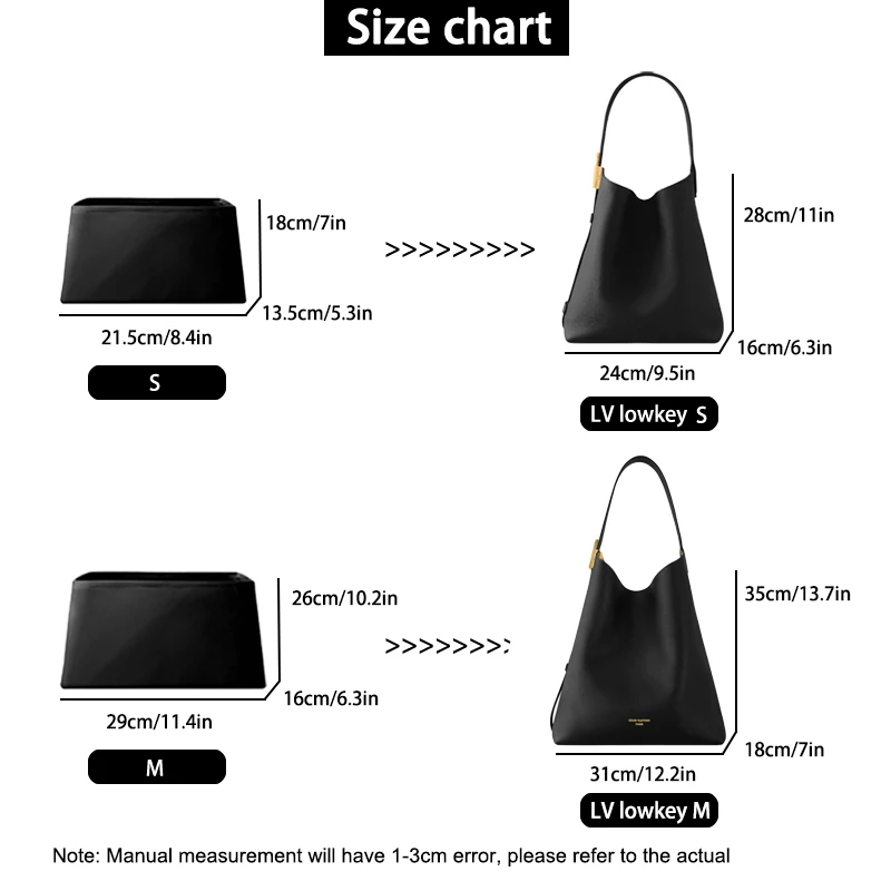 EverToner Nylon Satin Purse Organizer Insert Fits for l-v lowkey Underarm Inner Liner Bag Multi-pocket Organizer Bag