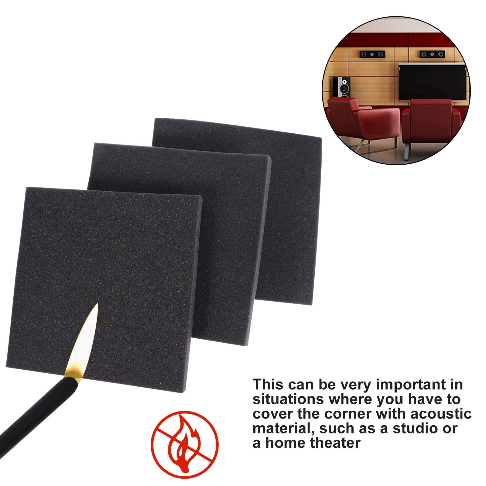 

6 pcs Soundproof Wall Panels Acoustic Insulation Boards Noise Reduction Tiles For Studio Home Office Gym Ktv Cotton