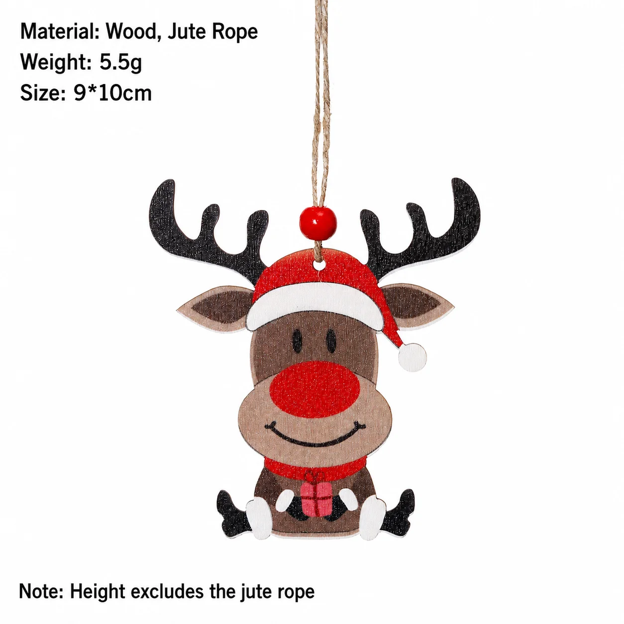 Wooden Christmas Hanging Ornament Cute Assorted Christmas Tree Pendant Decorative Tag for Indoor Outdoor Holiday Decoration