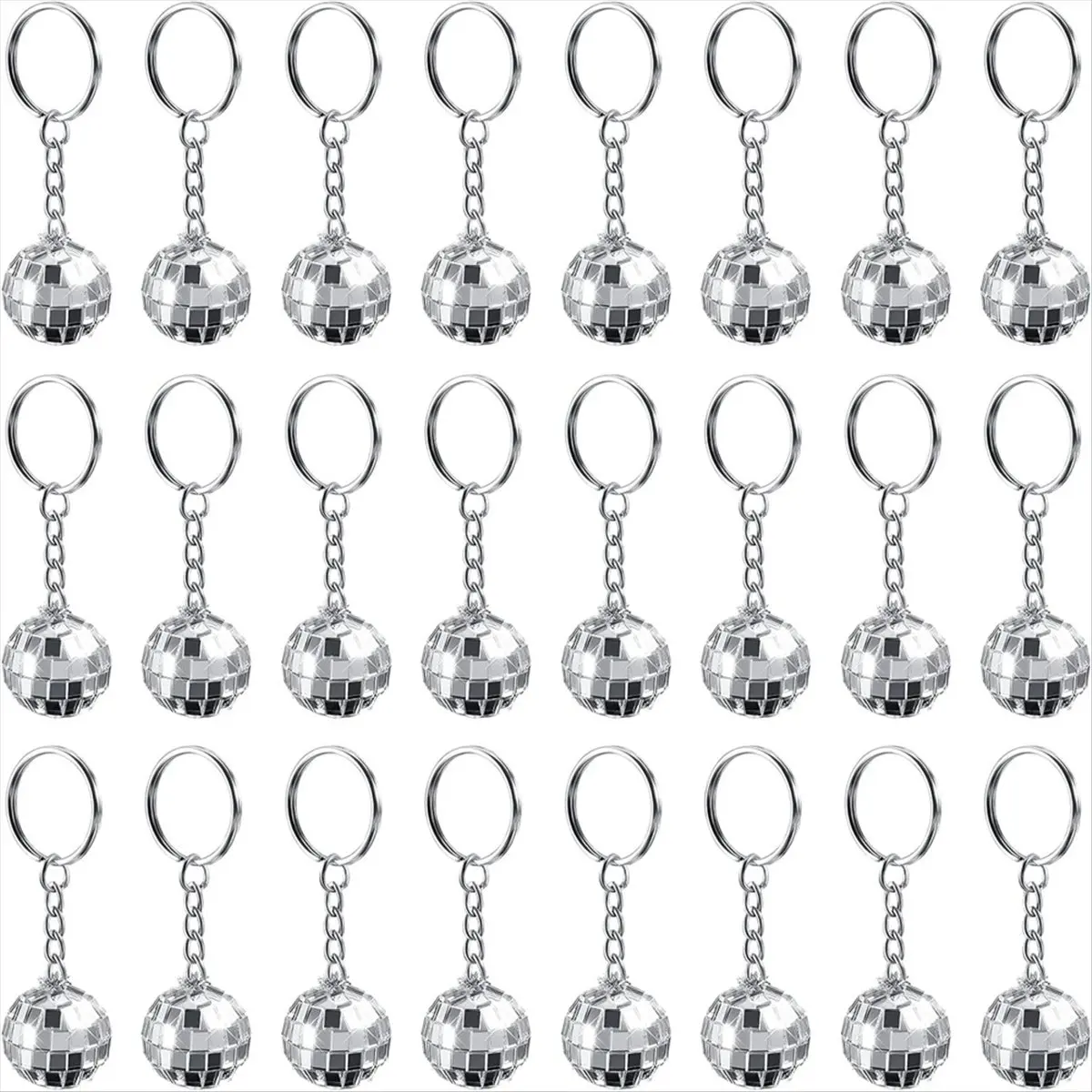 A75K 24 Pack Mini Mirror Disco Ball Keychain Last Disco Bachelorette Retro 60s 70s Disco Keychain for Party Favors Set