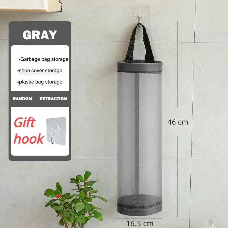 Home Grocery Bag Holder Wall Mount Plastic Bag Holder Dispenser Hanging Storage Trash Garbage Bag Kitchen Garbage Organizer