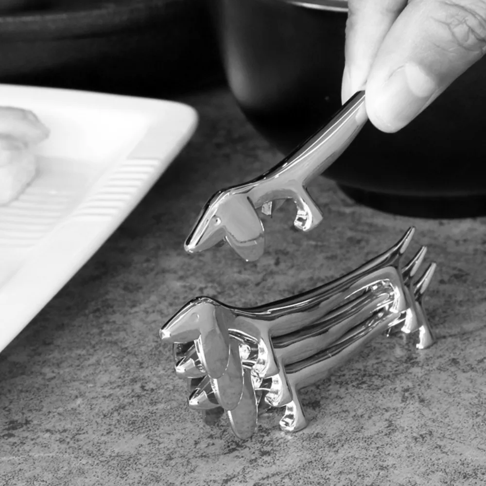 Dinner Table Supplies Zinc Alloy Cutlery Bracket Holder Cute Fawn /Little Dog Shape Cutlery Storage Silver Tableware Rack Holder
