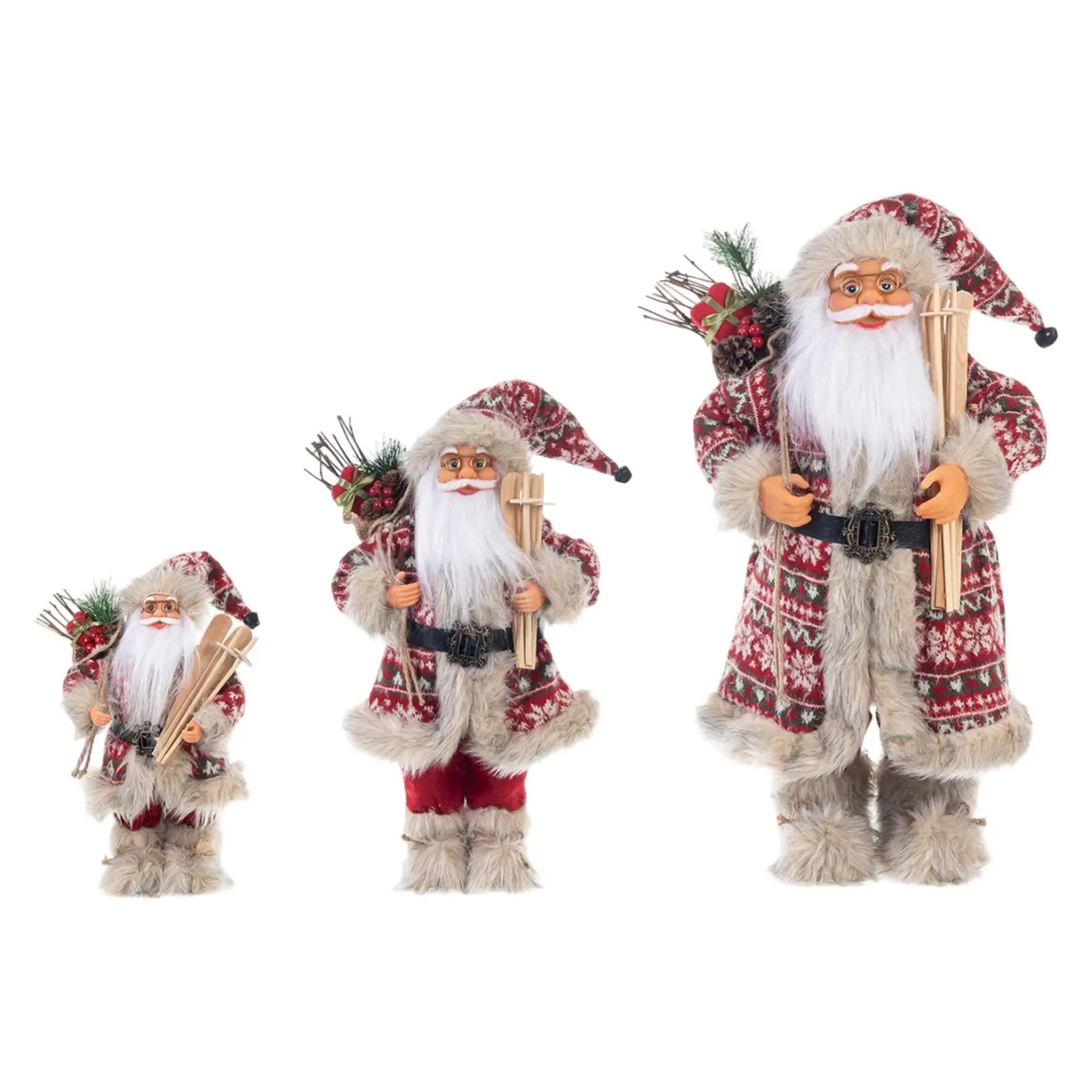 

Santa Claus Figurine Christmas Decoration Arts Gift Standing Doll Christmas Doll for Indoor Fireplace Office Living Room Holiday