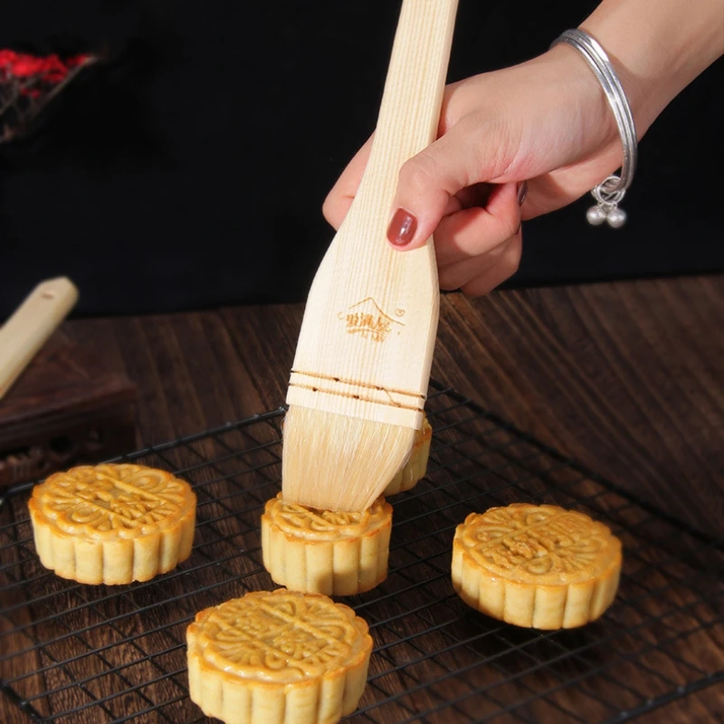 

Household Mooncake Pastry Brush Wooden Handle Wool Barbecue Brush Oil Brush Baking Accessories Kitchen Cooking Tools